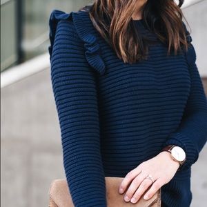 BNWOT Banana Republic Ruffle Shoulder Sweater